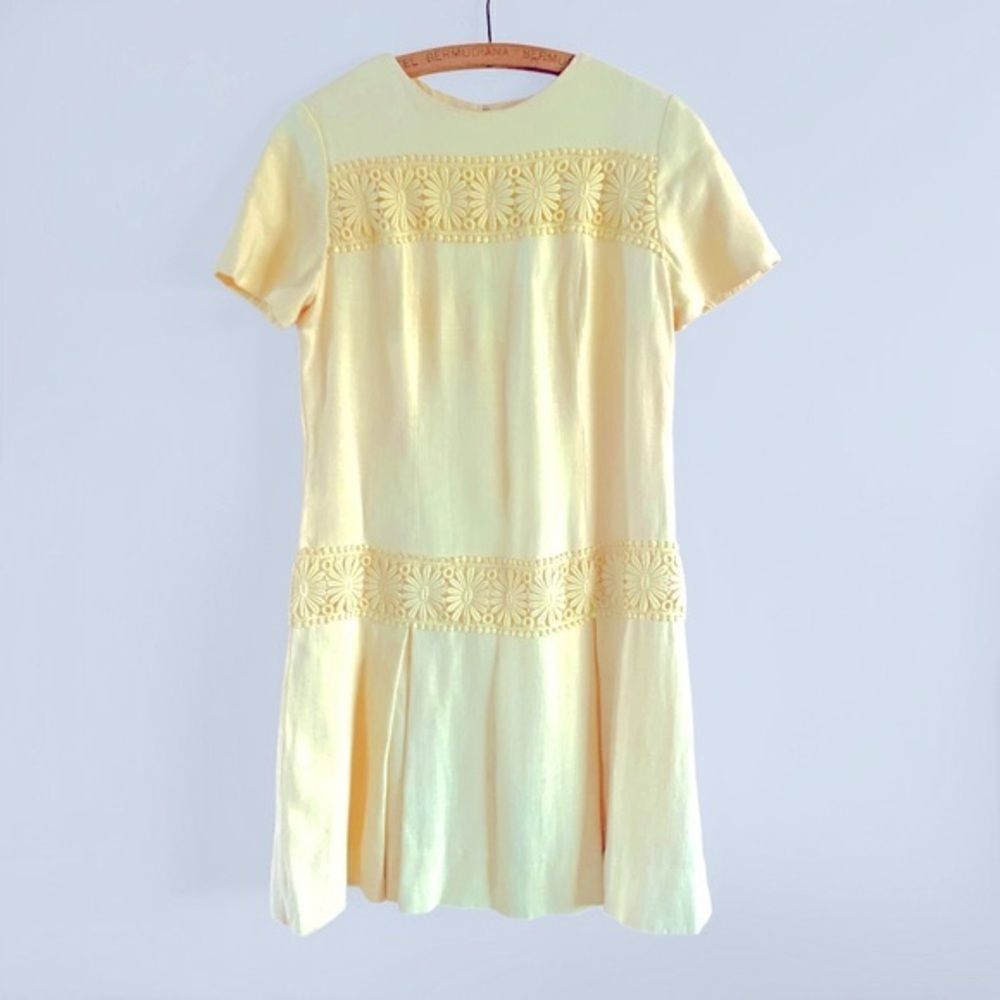 Vintage Henry Lee Mod Linen Daisy Dress - Picture 1 of 9